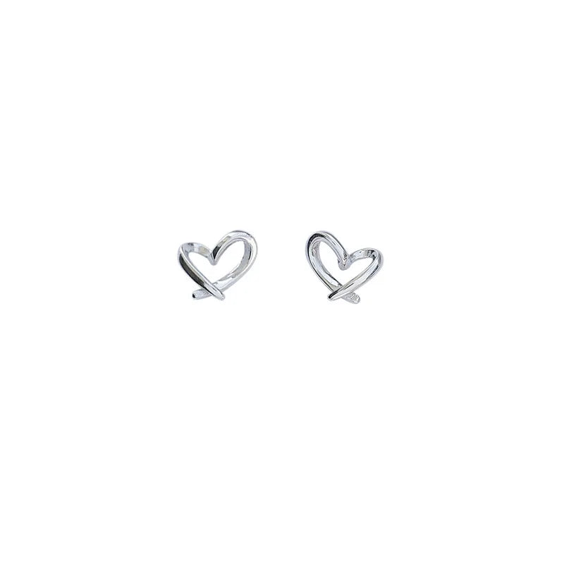 Fashion New Hot Sell Trendy 925 Sterling Silver Stud Earrings for Women Real Silver Heart  Ear Studs Initial  Earrings