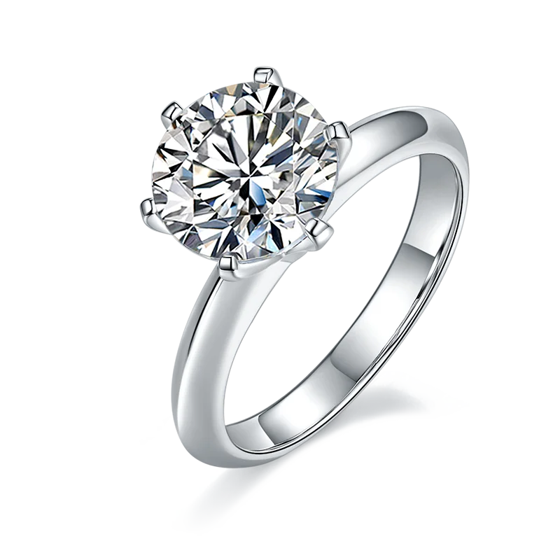 SGARIT Women Jewellery 925 Sterling Silver Gold Plated 3 Carat Moissanite Round Cut Engagement Ring Jewelry