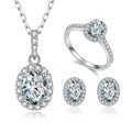 HL01 Abiding Fine Jewelry Set 925 Sterling Silver VVS DEF Color Oval Cut Moissanite Diamond Wedding Bridal Set