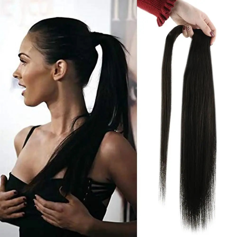 Wholesale Price Double Drawn Brazilian Ponytail Extension Virgin Remy Human Hair One Piece Ponytail Hair Extensions