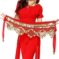 Women Sweet Belly Dance Hip Scarf with Gold Coins Skirts Wrap Wholesales