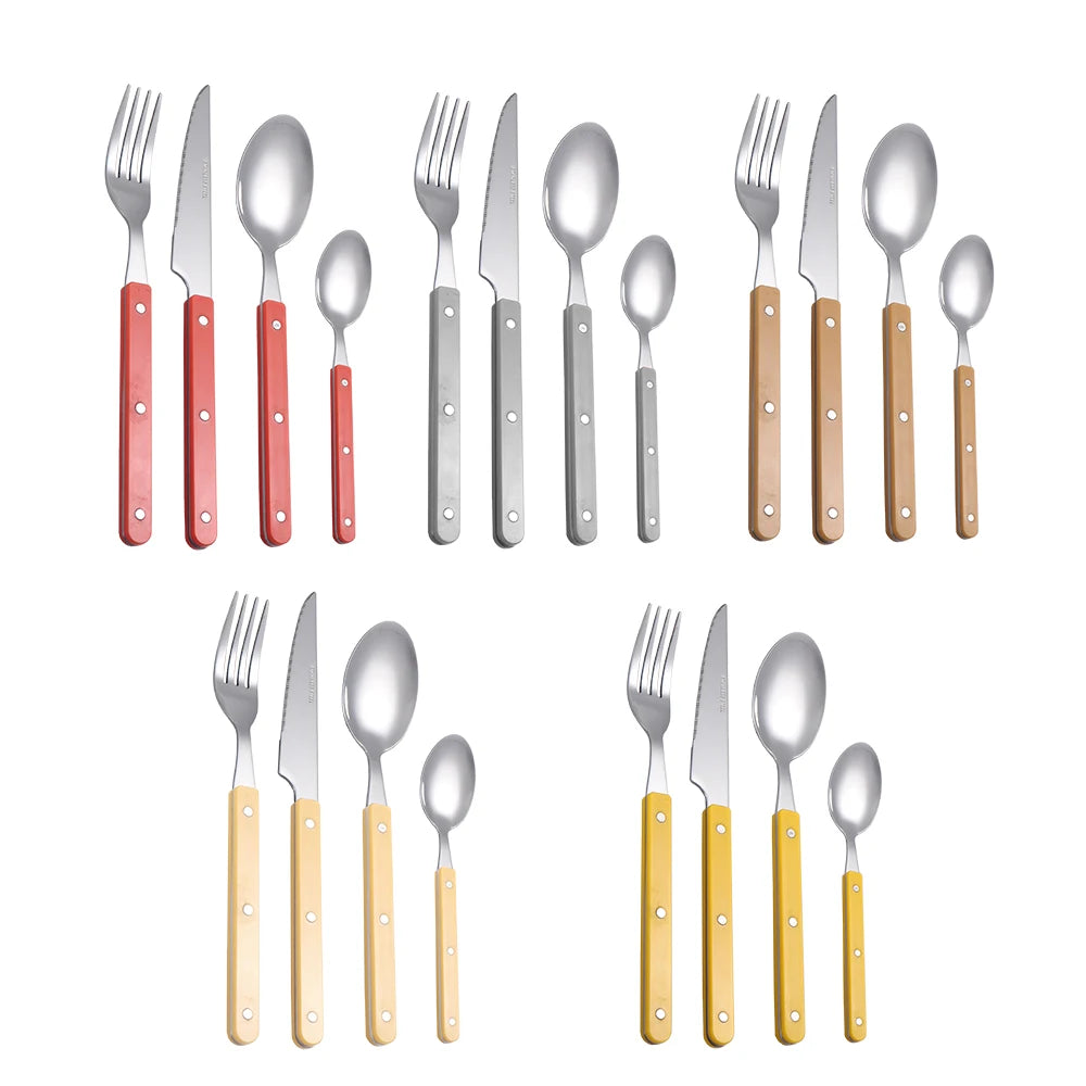 Classic Stainless Steel Cutlery Flatware Silverware Set with Mirror Polished Finish Custom Logo Option-Fork Knife Spoon