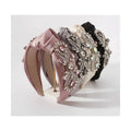Fashion Baroque Retro Satin Fabric Rhinestone Headband Shiny Diamond Wide Brimmed Knotted Headband Luxury Hair Accessories