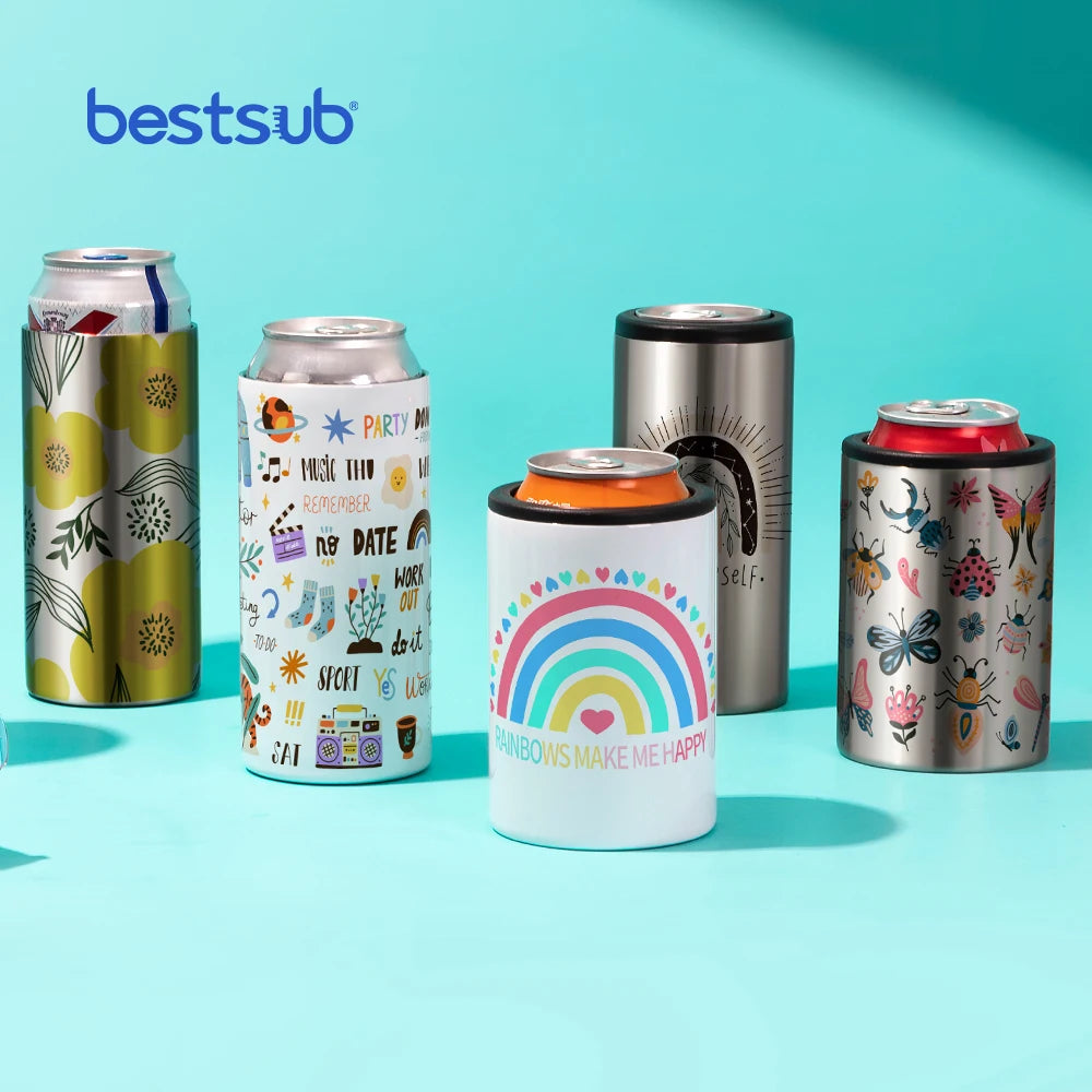 Bestsub Top Sale Tumbler Mugs Skinny Insulated Stainless Steel Can Cooler Sublimation Can Coozies Skinny Cups for Sublimation