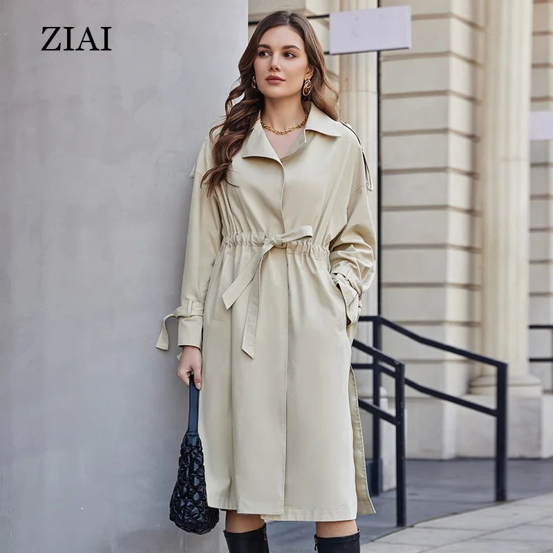 New Woman Spring Jacket Ladies Trench Coat in Blue Color Custom Trench Coat With Belt Ladies Trench Coat