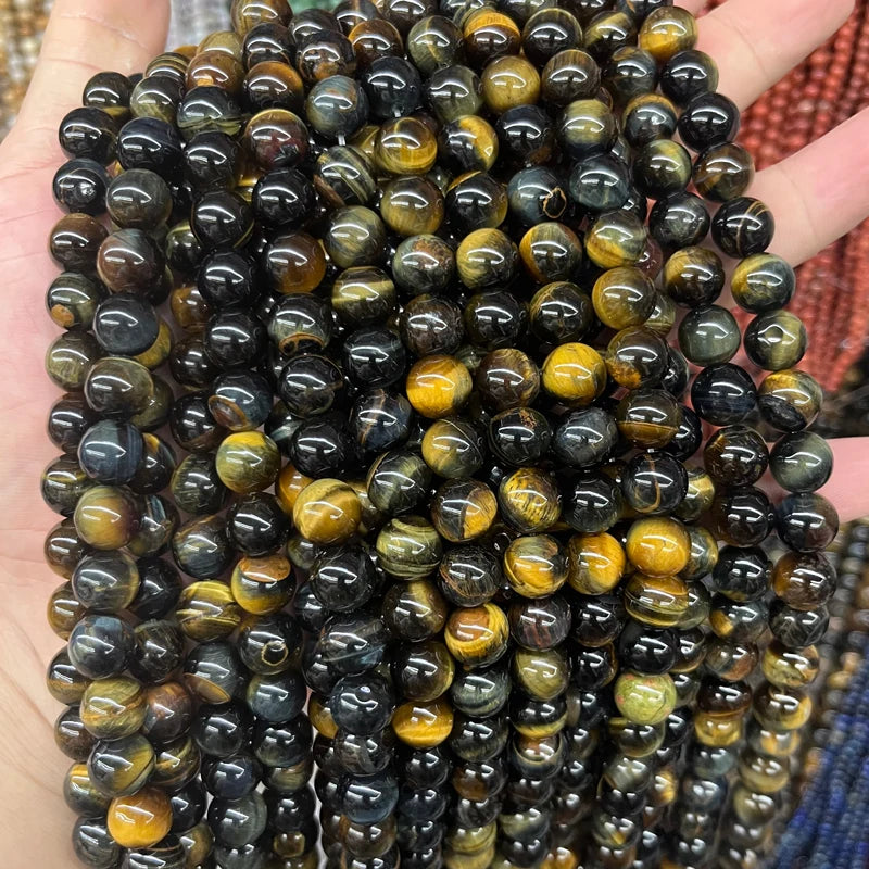 Natural Yellow Blue Tiger Eye Stone Beads 4/6/8/10/12/14mm Round Tiger Eye Stone Beads for Jewelry Making