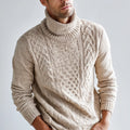 Men's Stylish Turtleneck Pullover Sweater Comfortable Textured Knit with Unique Pattern Breathable for Winter
