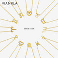 VIANRLA Zodiac Sign Necklace 925 Sterling Silver Horoscope Sign Pendant 18k Gold Necklace Dainty Jewelry