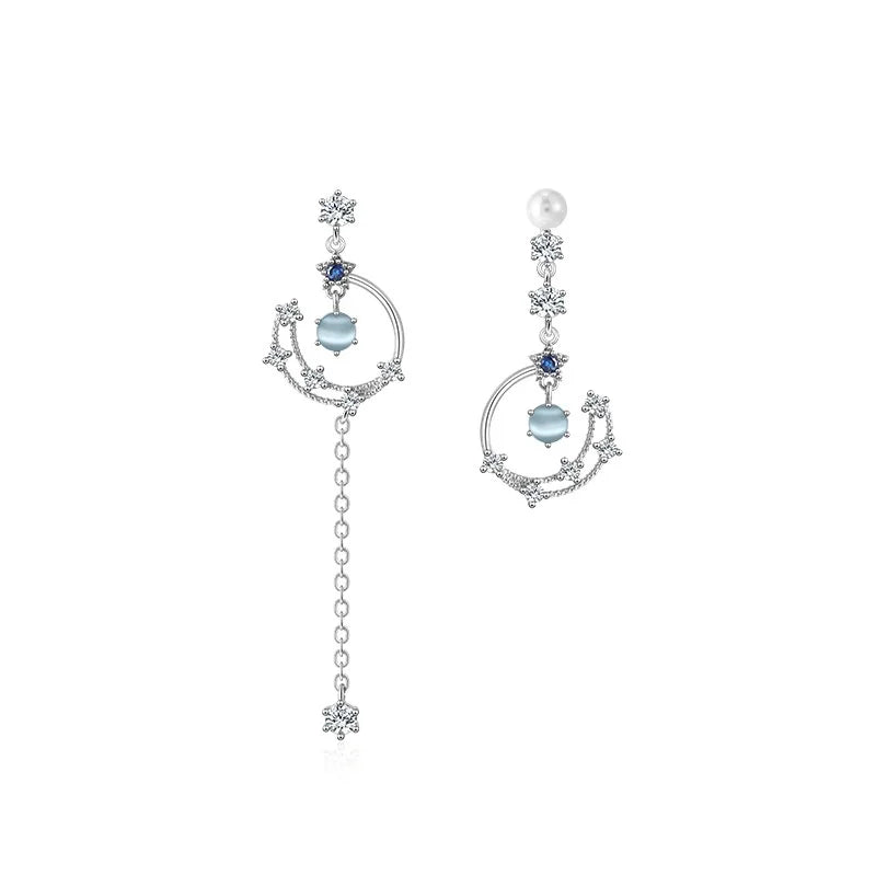 2025 New Popular Luxury Accessible 925 Sterling Silver Moon Drop Earrings for Women Zircon Main Material for Summer