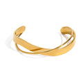 N&S Modern Minimalist 18K Gold Stainless Steel Women's Open Bangle Bracelet European and American Crossed Fashion Style