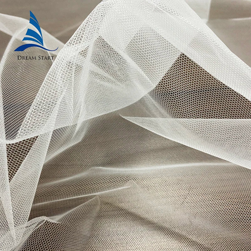 Wholesale 63" 100% Nylon Tulle Fabric Strong Transparent Mesh Girl's Dress Soft Lightweight Shrink-Resistant Knitted