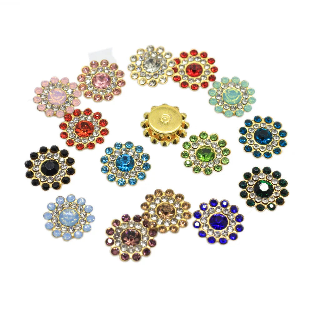 Flower Shaped Rhinestone Buttons Sparkling Crystal Glass Stone Craft Buttons DIY Clothes Decoration Sewing Accessories