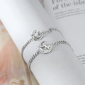 Sweet Women's Silver Plated and the Rose Couple Bracelet Romantic Creativity Valentine's Day Jewelry Gift