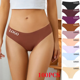 Custom Seamless Panties 0302# Wholesale One-piece Satin Knickers Invisible Panties Cuciture Sans Couture Culotte Femme