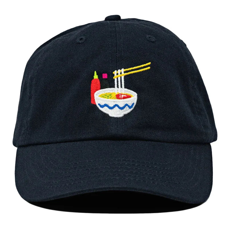 Cotton Adjustable Men Women Embroidery Vietnamese Food Noodles Dad Hat 6 Panel Baseball Cap Custom
