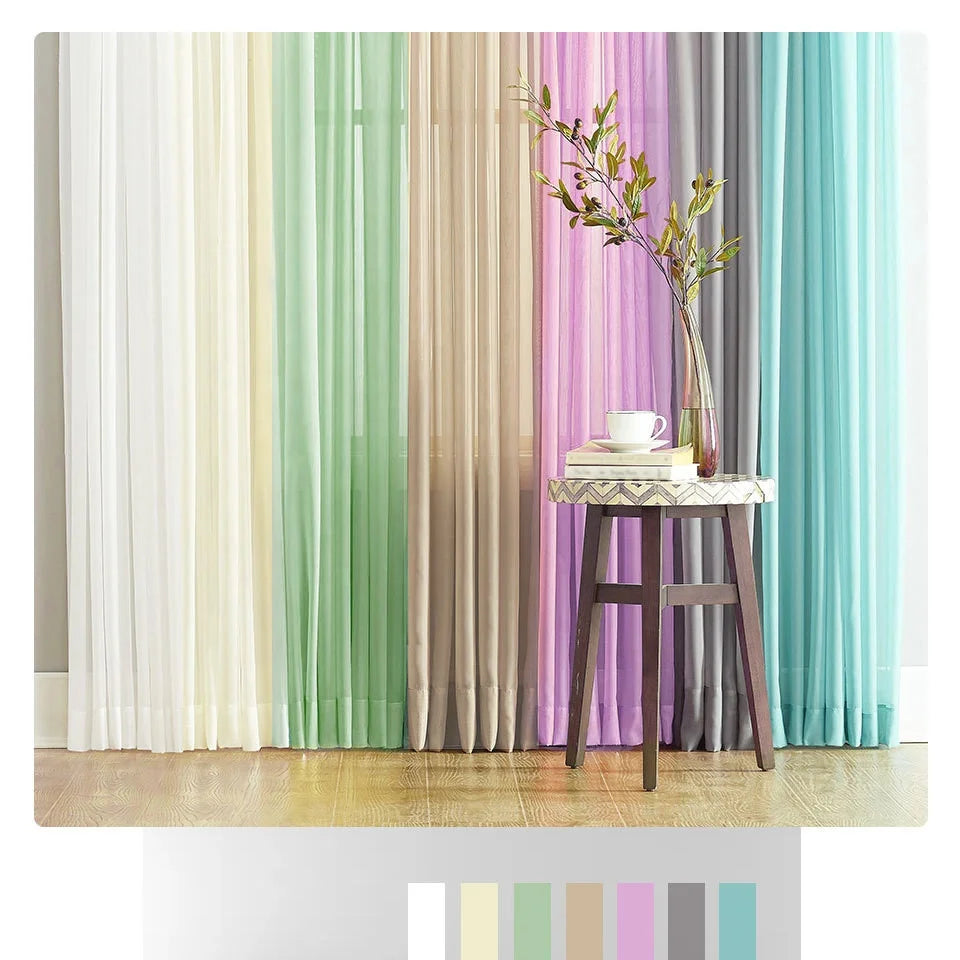 Cheap Ready White Sheer Curtain Linen Look Veil Curtain Fabric Sheer Voile Curtains for Living Room