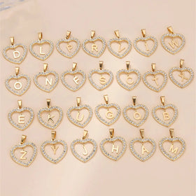 Wholesale 18K Gold Plated Initials Necklace for Women Personalized Stainless Steel Hollow Letters with Waterproof Link Chain