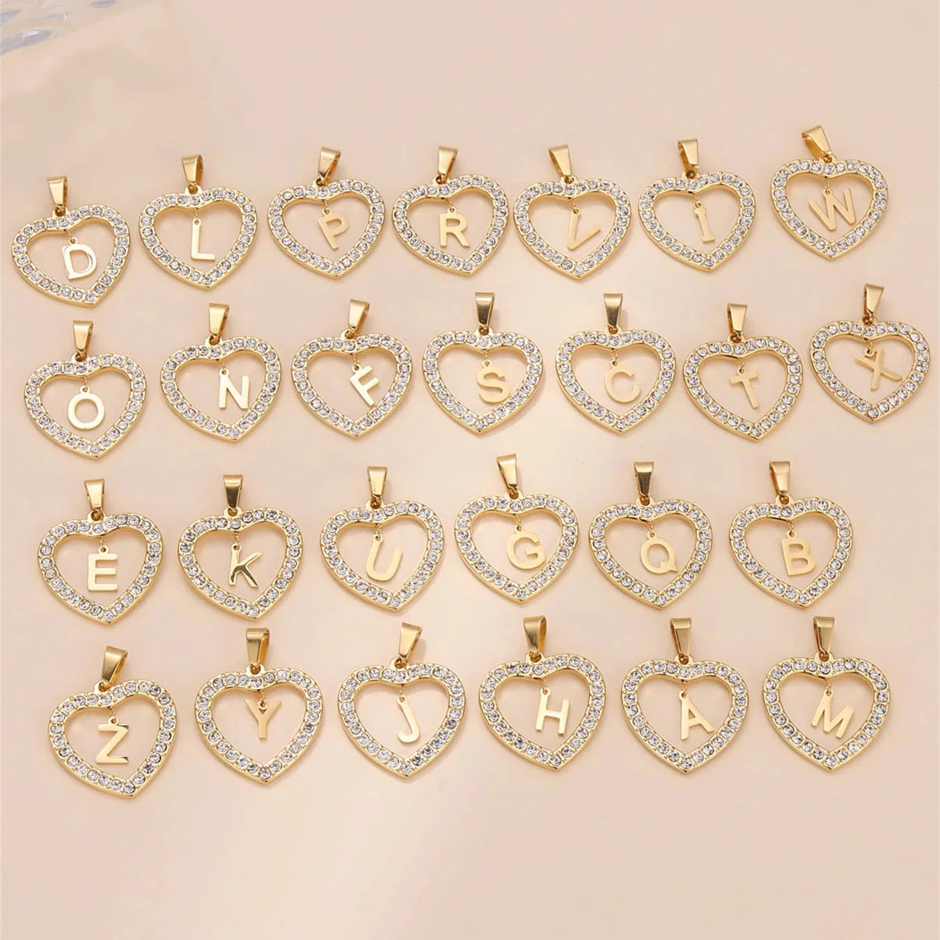 Wholesale 18K Gold Plated Initials Necklace for Women Personalized Stainless Steel Hollow Letters with Waterproof Link Chain