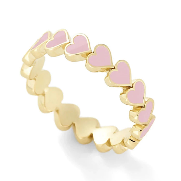 Hot Sale New Colorful Enamel Heart Surrounded Lovely Stacking Rings for Women Girls