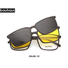 X3179 Bauhaus Hot Sale 2 in 1 Night Vision Ultem Magnetic Clip on Polarized Sunglasses