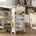 Modern Simplicity Toddler Book Storage Cart Customizable Plastic Organizer Lockable Caster Wheels Rotating Book Display