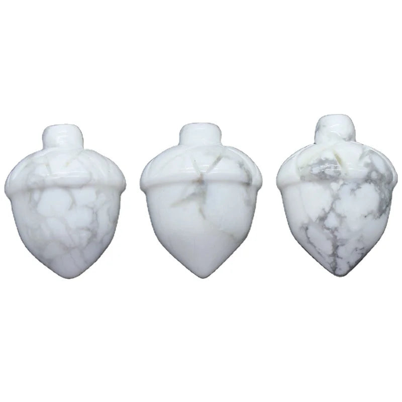 HZ natural gemstone Stone Hazelnut Ornaments Howlite Pine Nuts Carved Home Decoration Crystal Crafts for Christmas