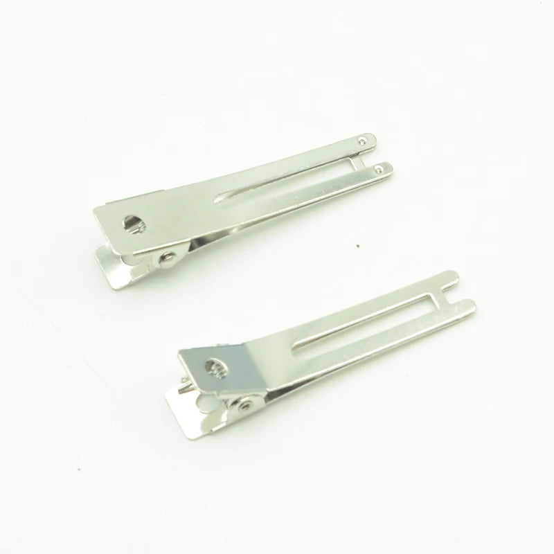 4.6cm Silver Empty Double Prongs Metal Alligator Clips with Bar Plain Filigree Hair Barrettes Base Hairpin for Handmade Material