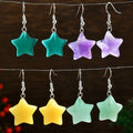 Handmade Star Chakra Healing Crystal Earrings Amethyst Raw Rose Quartz Gemstone Star Earrings Birthstone Jewelry Gift