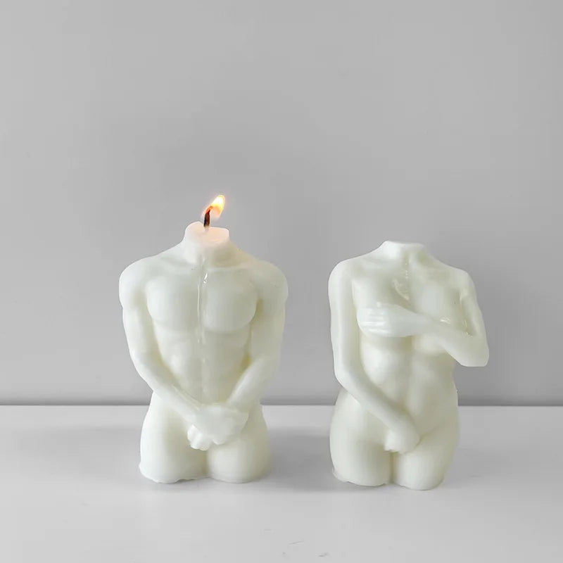 3D New Shy Man and Woman Body Silicone Mold Torso Body Candle Mold