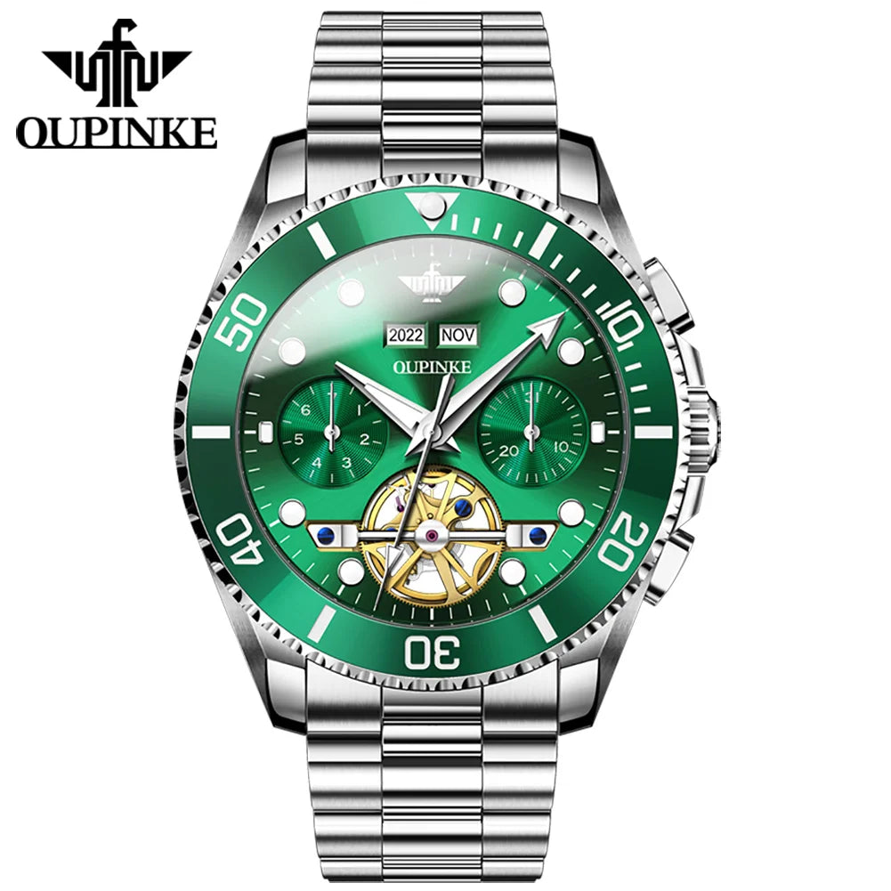 OUPINKE 3229 Factory Cheap Price Round Men in Wristwatch Men's Sport Luminous Waterproof Tourbillon  Automatic Mechanical Watch