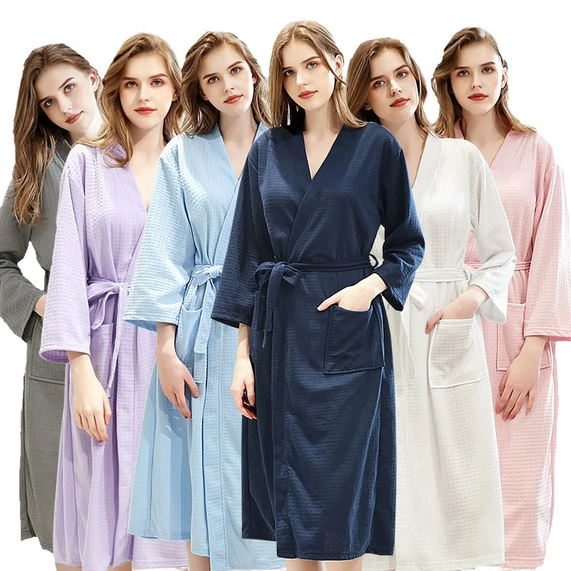 Wholesale Personalized Custom Unisex Waffle Velvet Robe Thermal Autumn Lightweight Elegant Front Logo Spring Spa Bathrobe