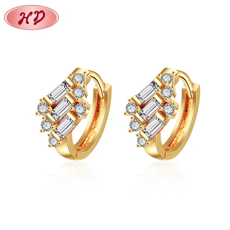 Party Jewelry Cubic Zirconia Micro Paved Hoop Huggie Earrings for Women
