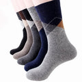 Wholesale Winter Classic Argyle Patterned Warm Socks Thick Thermal Wool Formal Dress Crew Socks for Men