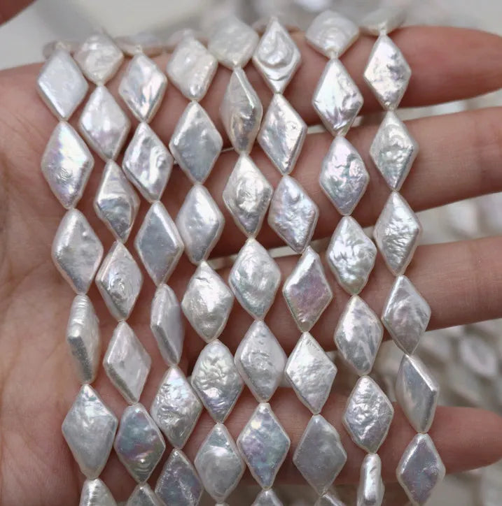 8-9mm Rhombus Pearls Irregular Shape Loose Strand for Jewelry Making Necklace Earrings