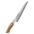 XINZUO New Damascus Steel Bread Knife Linen Micarta Handle Custom Kitchen Knives