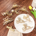 Pearl Metal Hair Clip Bow Hair Claw Retro Large Shark Clip