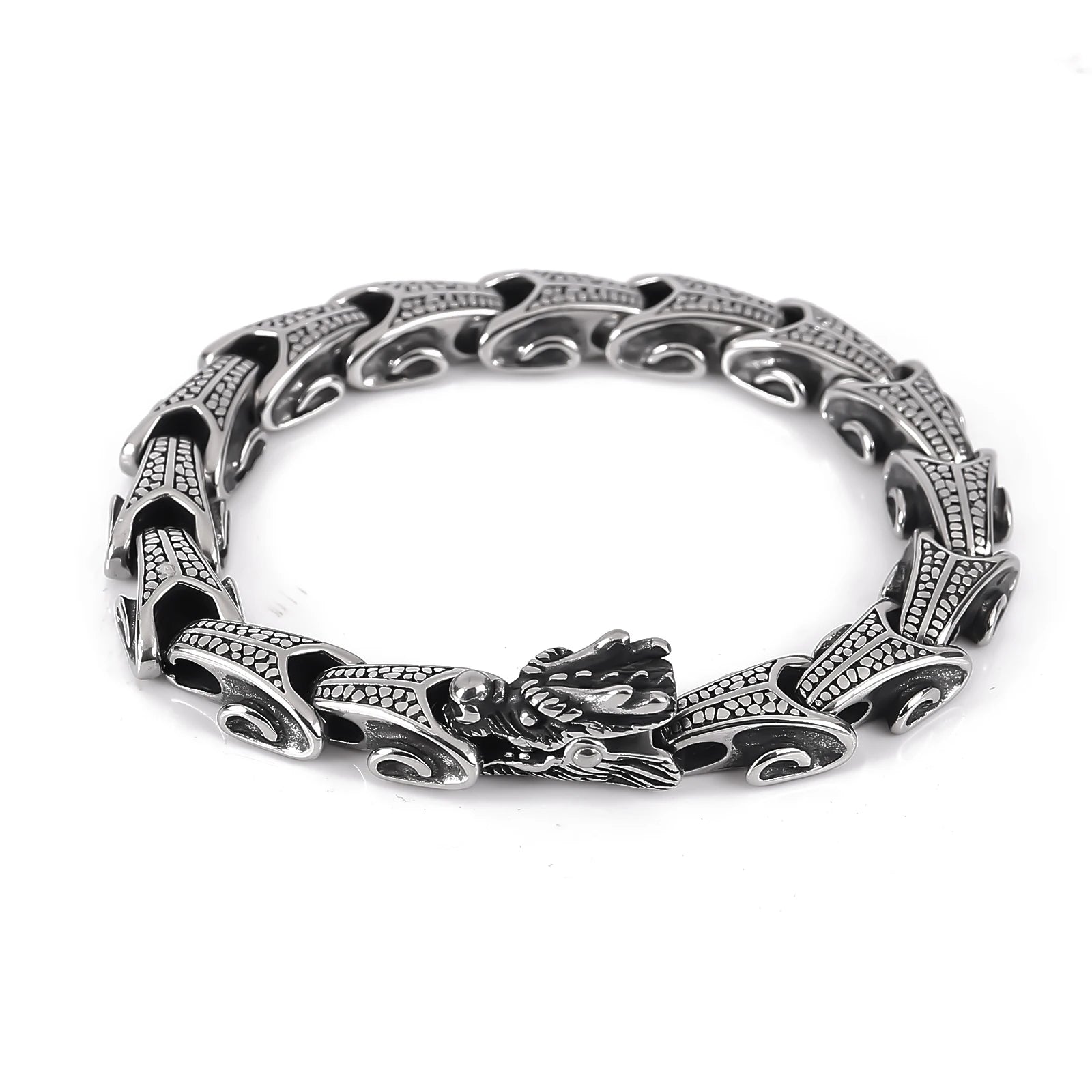 Fashion Jewelry Wholesale Stainless Steel Mens Chain Bracelet Biker Chain Dragon Clasp Wristband Viking Bracelet Jewelry