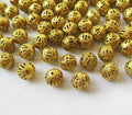 Brass Filigree Beads 8mm Round Hollow Spacers DIY Jewelry Findings