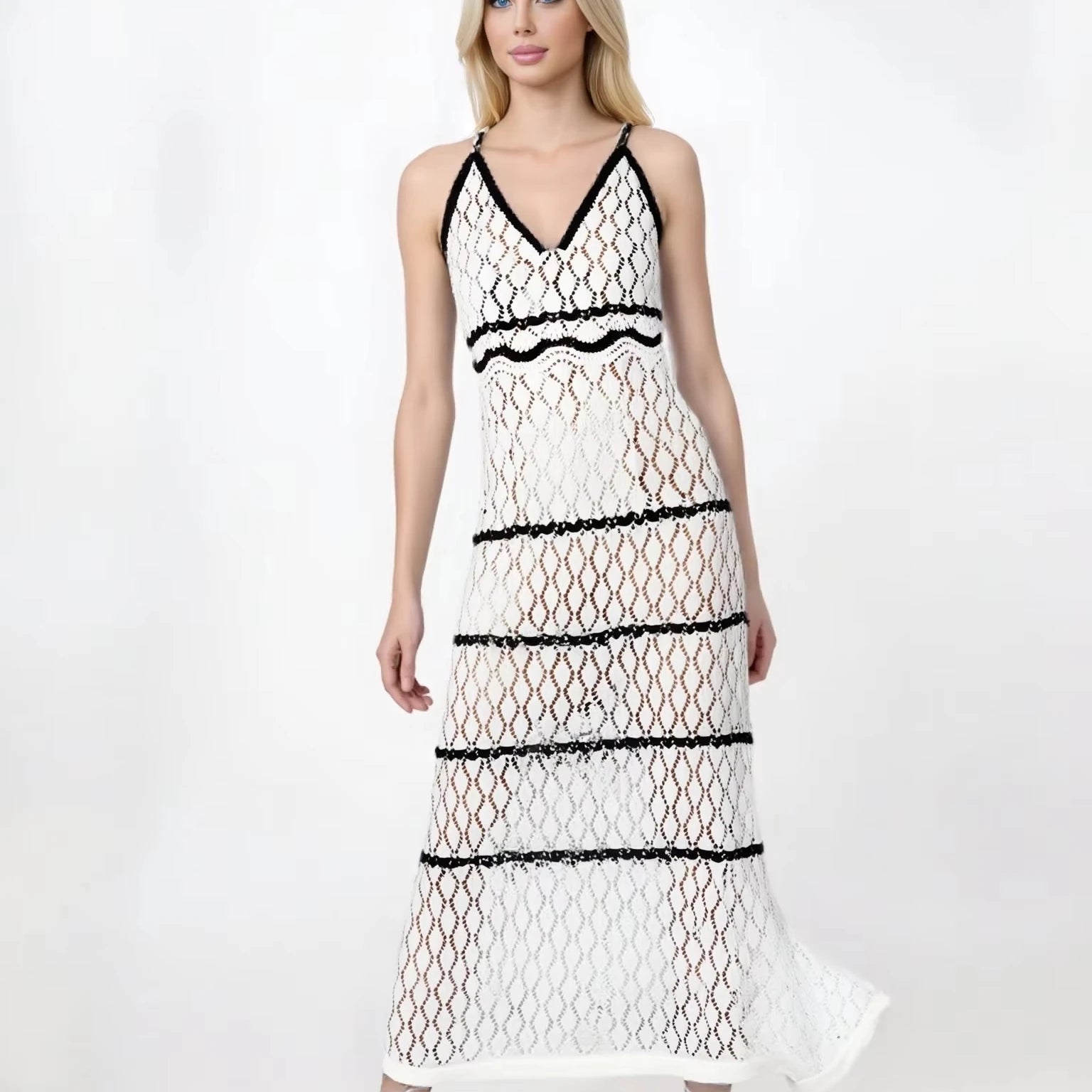 Crochet Dresses Hollow Out One Piece Beach Cover Ups Crochet Dress Woman Swimsuit Beachwear