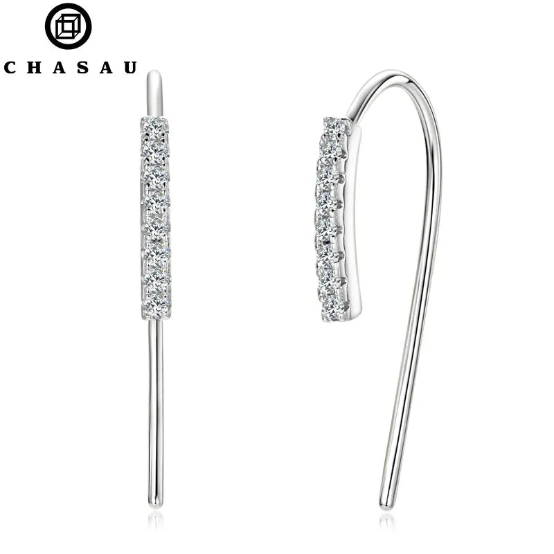 Gfit Exquisite 925 Sterling Silver Real Jewelry All Moissanite Diamond U Shape Earrings for Women