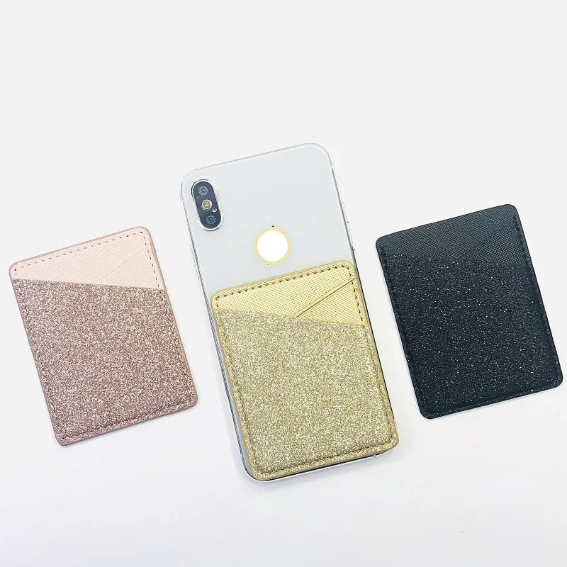 Wholesale Custom Logo Minimalist PU Leather Simple Stick on Back Phone Credit Card Holder & Wallet Multi Colors