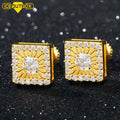 Hiphop Jewelry Luxury 18K Gold Plated 925 Sterling Silver Square Diamond Moissanite Iced Out Stud Earrings for Mens