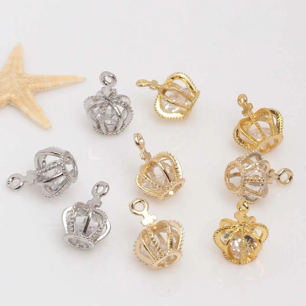 Gold and Copper Micro Inlaid Zircon Accessories Crown Bracelet Hanging Necklace Earrings Pendant Material