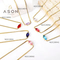 Ason Jewelry Personality 18k Gold Plated Chain Crystal Zircon Pendant Necklace Women Dainty Minimalist Stainless Steel Necklace