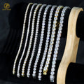 10K & 14K Gold HipHop Style Tennis Bracelet 2MM-6.5MM Round Brilliant Cut D VVS1 Moissanite Fashion Jewelry for Men and Women