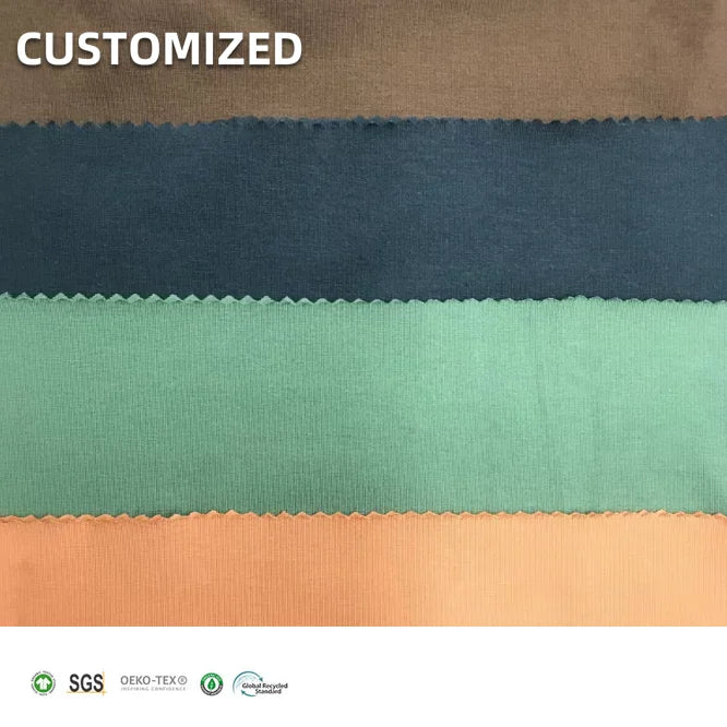 Plain Dyed 340gsm Bamboo Organic Cotton Spandex Jersey Fabric T-shirt