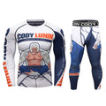 Hot Sell Men's BJJ MMA Long Rash Guard Set with Pants 88%Polyester+12%Spandex Quick Dry Meijia