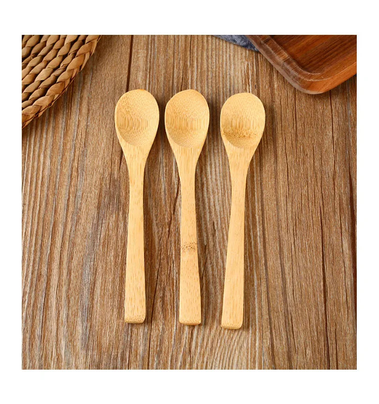 16*3cm Reusable Bamboo Wood Spoon Eco Friendly Mixing Dessert Spoon Japanese Style Kitchen Utensil Spoon for Snacks Ice Cream