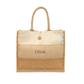 Wholesale RUTH RTJ008 Medium Personalized Reusable Canvas Jute Fabric Beach Tote Bag Letter Pattern Customizable Hand Length