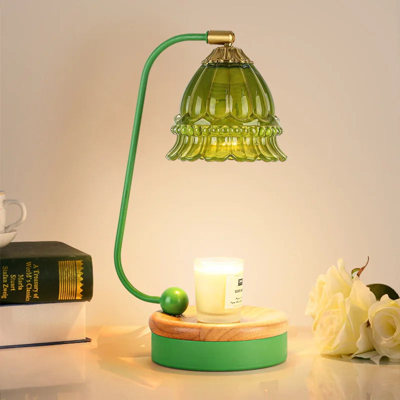 Flower Season Aromatherapy Melted Wax Lamp Metal Wooden Melted Candle Lamp Ins Diffusing Table Lamp Smokeless Temperature